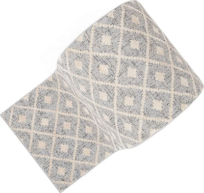 Well Woven Custom Size Runner - Choose Your Length - Ainsley Grey Diamond Trellis Geometric Tribal - 27 Inches Wide x 22 Feet Long Runner (27" x 22' Runner) Rug