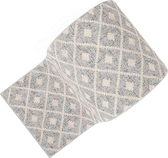 Well Woven Custom Size Hallway Stair Runner - Choose Your Length - Ainsley Grey Diamond Trellis Geometric Tribal - 27 Inches Wide x 60 Feet Long Runner (27" x 60' Runner) Rug