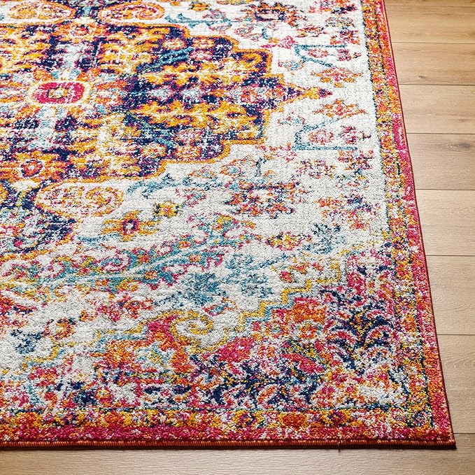 Livabliss Area Rugs - 9x12 Odelia Vintage Boho Beige Mustard Gray Area Rug for Living Room Bedroom - Floral Medallion Stain Resistant Carpet for Kitchen, Nursery, Office (9' x 12'6")