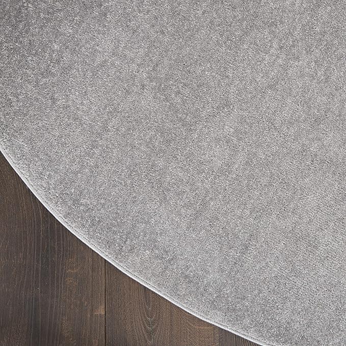Nourison Home Nourison Essentials Silver Grey 8' x Round Area Rug - Easy Clean, Non Shedding, Bed Room, Living Room, Dining Room, Kitchen (8' x Round)
