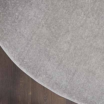 Nourison Home Nourison Essentials Silver Grey 6' x Round Area Rug - Easy Clean, Non Shedding, Bed Room, Living Room, Dining Room, Kitchen (6' x Round)