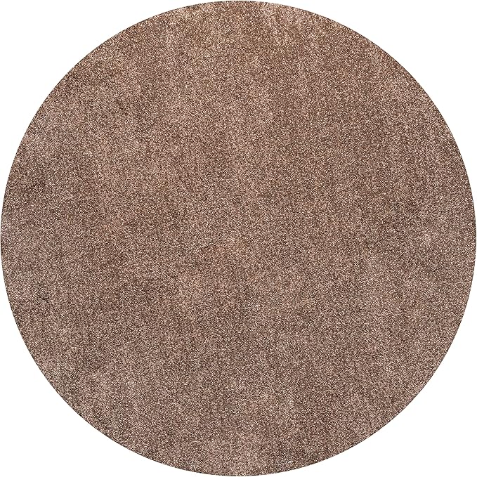 Eyely UES100J-5R Supersoft Haze Solid Low-Pile Indoor Area Rug Casual;Contemporary;Solid;Traditional, Bedroom, Kitchen, Living Room, Easy-Cleaning, Non-Shedding, 5' Round, Brown