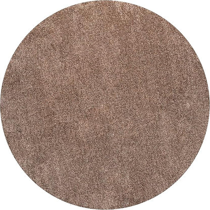 Eyely UES100J-5R Supersoft Haze Solid Low-Pile Indoor Area Rug Casual;Contemporary;Solid;Traditional, Bedroom, Kitchen, Living Room, Easy-Cleaning, Non-Shedding, 5' Round, Brown