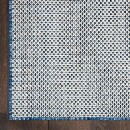 Nourison Home Courtyard Ivory Blue 2' x 6' Area Rug - Easy Clean, Non Shedding, Bed Room, Living Room, Dining Room, Kitchen (6' Runner)