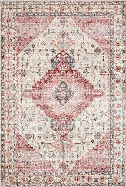 Loloi Skye Collection SKY-02 Ivory/Berry 8'-0" x 8'-0" Round Area Rug