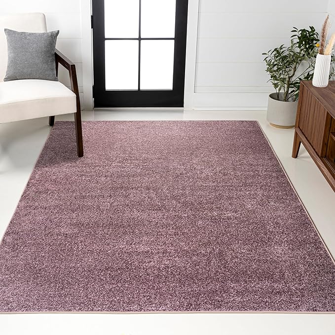 JONATHAN Y Haze Solid Low-Pile Light Purple Indoor Area Rug 9x12, Coastal,Bohemian,Minimalist,Classic, Easy-Cleaning for Living Room,Bedroom,Kitchen,Pet Friendly,Non-Shedding (SEU100R-9)