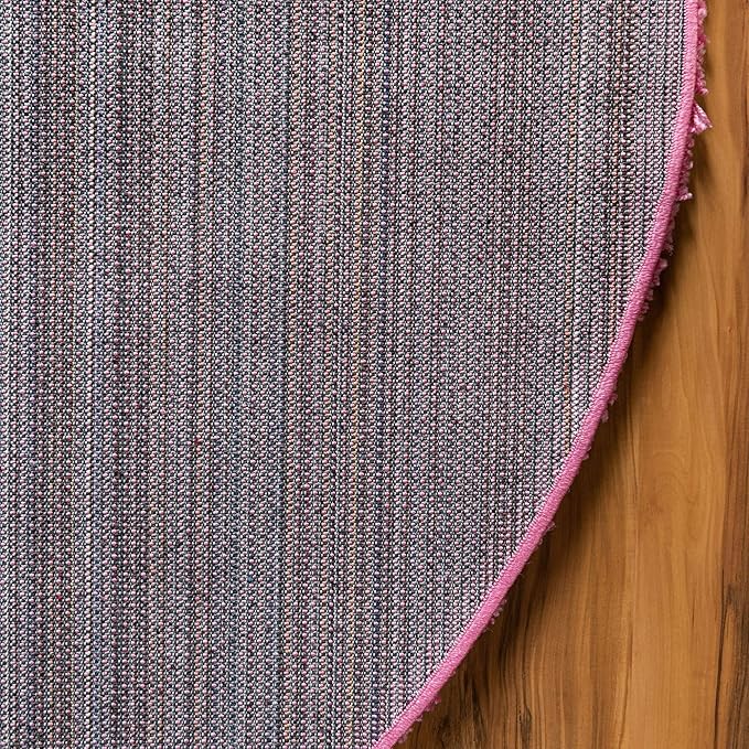 Unique Loom Solid Shag Collection Area Rug (7' 1" Round, Taffy Pink)