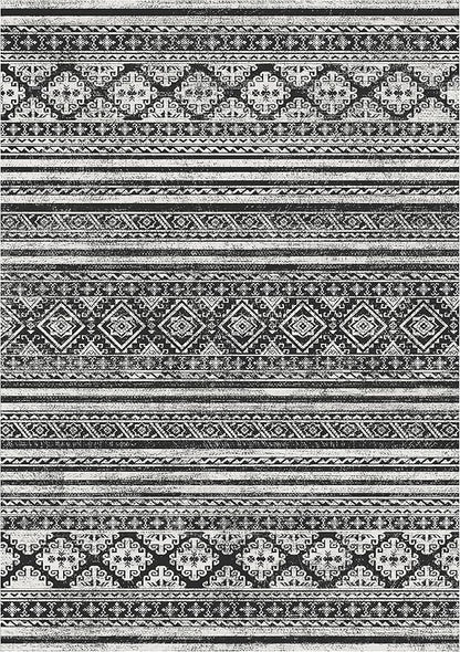 RUGSURE Washable Area Rugs 3' x 5 ' - 1/6 Thick - Moroccan-Inspired -Stain & Water Resistant Non-Slip - Resistant Rug for Living Room, Bedroom, Nursery, Pet & Child Friendly (Black)