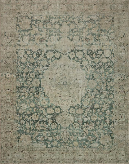 Loloi Magnolia Home by Joanna Gaines Sinclair Collection SIN-05 Jade/Sand 2'-3" x 7'-6", .25" Pile Height, Machine Washable, Runner Rug