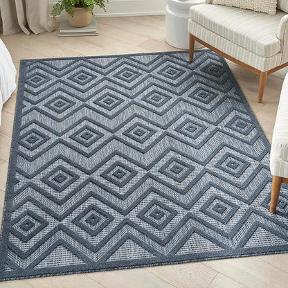 Nourison Home Versatile Navy Blue 6' x 9' Area Rug - Easy Clean, Non Shedding, Bed Room, Living Room, Dining Room, Kitchen (6' x 9')