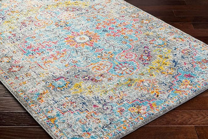 Livabliss Area Rugs - 5x7 Odelia Vintage Boho Beige Mustard Gray Area Rug for Living Room Bedroom - Floral Medallion Stain Resistant Carpet for Kitchen, Nursery, Office (5'3" x 7'3")