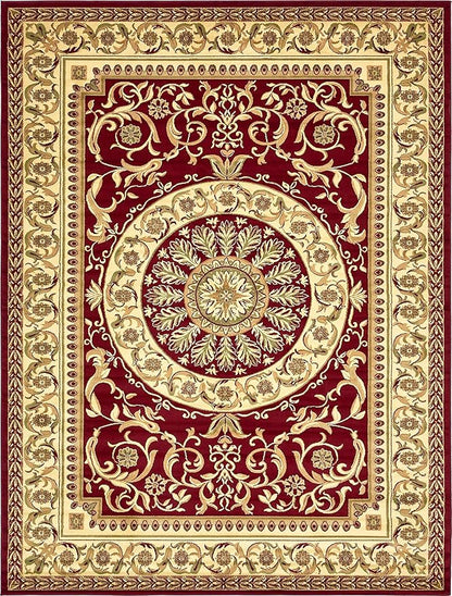 Unique Loom Versailles Collection Traditional Classic Medallion Floral Motif Area Rug (10' 0 x 13' 0 Rectangular, Burgundy/ Ivory)