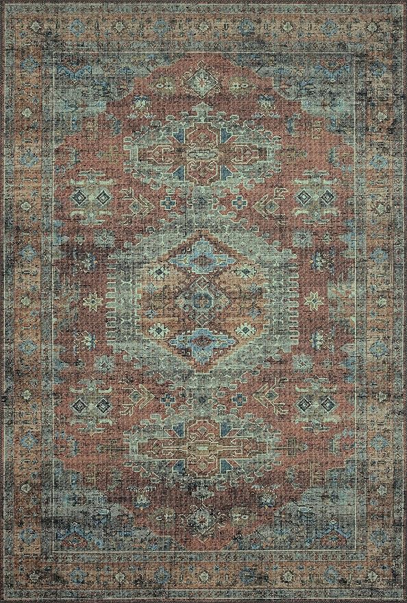 Loloi II Skye Collection SKY-07 Terracotta/Sky 3'-6" x 5'-6" Accent Rug