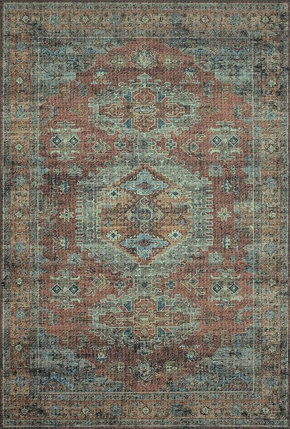 Loloi Skye Collection SKY-07 Terracotta/Sky 6'-0" x 9'-0" Area Rug