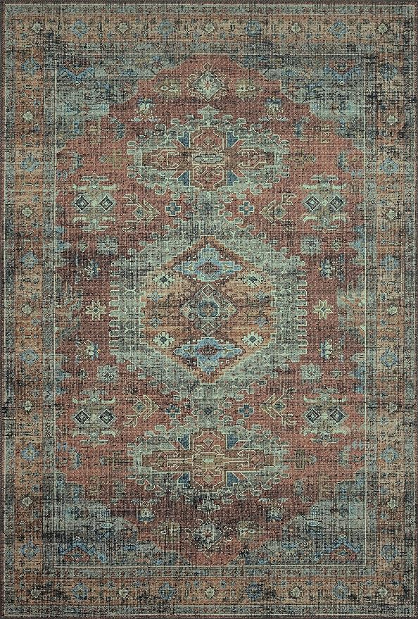 Loloi Skye Collection SKY-07 Terracotta/Sky 6'-0" x 6'-0" Round Area Rug