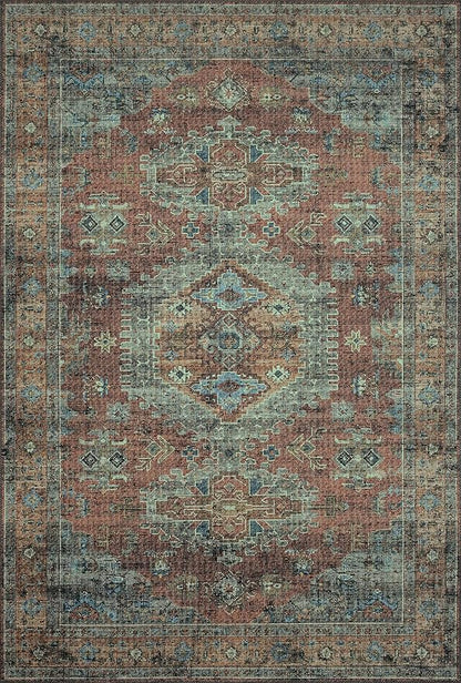 Loloi II Skye Collection SKY-07 Terracotta/Sky 2'-6" x 7'-6" Runner Rug