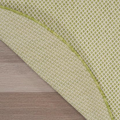 Nourison Home Courtyard Ivory Green 8' x Round Area Rug - Easy Clean, Non Shedding, Bed Room, Living Room, Dining Room, Kitchen (8' x Round)