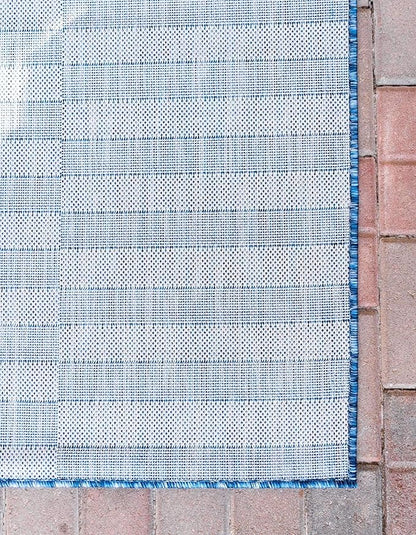 Unique Loom Outdoor Collection Classic Stripes, Transitional Indoor & Outdoor Area Rug, (8' 0 x 11' 0, Navy Blue/ Ivory