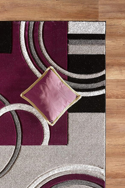 GLORY RUGS Area Rug Modern 8x10 Purple Soft Hand Carved Contemporary Floor Carpet with Premium Fluffy Texture for Indoor Living Dining Room and Bedroom Area