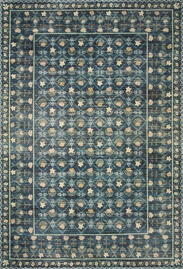 Loloi Rifle Paper Co. Eden Collection EDE-03 Lattice Indigo 8'-6" x 11'-6" Area Rug feat. CloudPile™