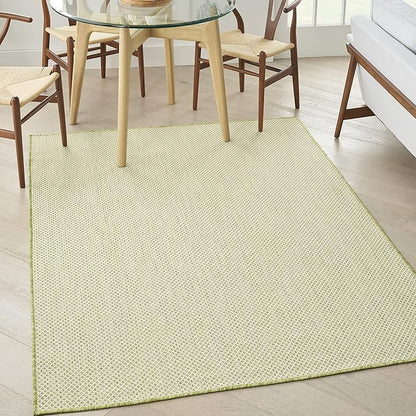 Nourison Home Courtyard Ivory Green 4' x 6' Area Rug - Easy Clean, Non Shedding, Bed Room, Living Room, Dining Room, Kitchen (4' x 6')