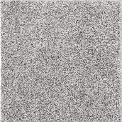 Unique Loom Davos Shag Collection Area Rug - Solid (5' 1" Square, Sterling)