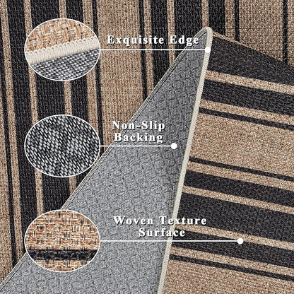 Striped Easy Jute Rug 8x10 Outdoor Rug Large Washable Rugs for Living Room Patio Non Slip Neutral Farmhouse Indoor Outdoor Carpet for Backyard Patio Office