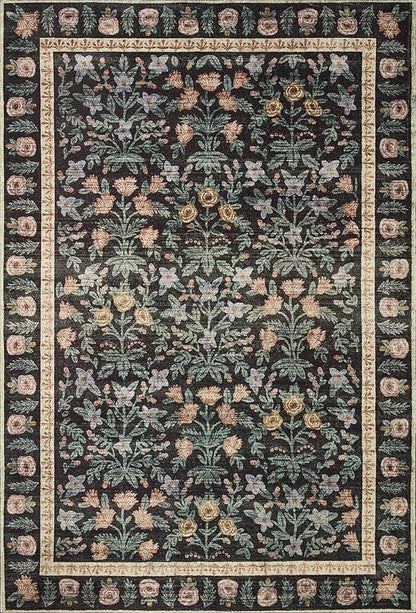 Loloi Rifle Paper Co. Eden Collection EDE-02 Mughal Garden Black 2'-3" x 3'-9" Accent Rug feat. CloudPile™