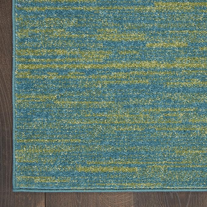 Nourison Home Nourison Essentials Blue Green 2'2" x 20' Area Rug - Easy Clean, Non Shedding, Bed Room, Living Room, Dining Room, Kitchen (20' Runner)