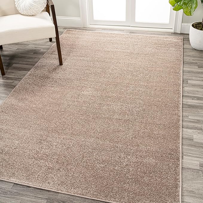 Eyely UES100G-3 Supersoft Haze Solid Low-Pile Indoor Area Rug Casual;Contemporary;Solid;Traditional, Bedroom, Kitchen, Living Room, Easy-Cleaning, Non-Shedding, 3 X 5, Beige