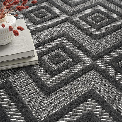 Nourison Home Versatile Charcoal Black 4' x 6' Area Rug - Easy Clean, Non Shedding, Bed Room, Living Room, Dining Room, Kitchen (4' x 6')
