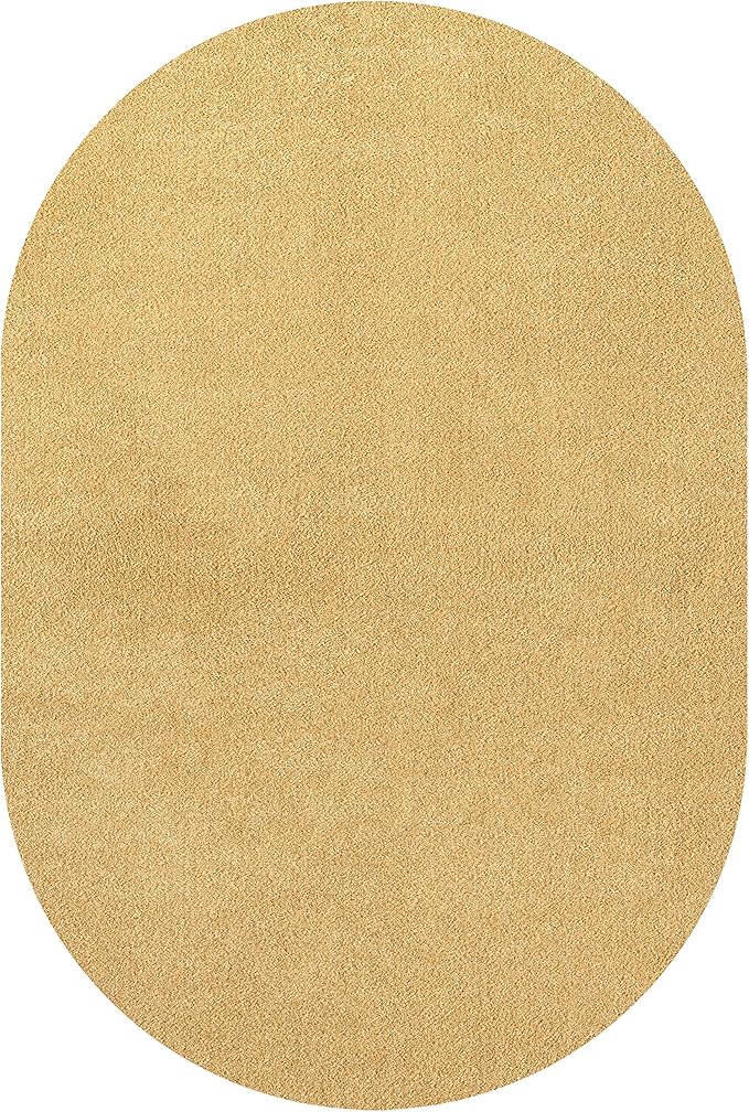 JONATHAN Y Haze Solid Low-Pile Mustard 5x8 Oval Indoor Area Rug, Coastal,Bohemian,Minimalist,Classic, Easy-Cleaning for Living Room,Bedroom,Kitchen,Pet Friendly,Non-Shedding (SEU100B-5OV)