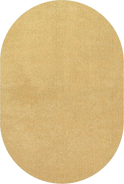 JONATHAN Y Haze Solid Low-Pile Mustard 5x8 Oval Indoor Area Rug, Coastal,Bohemian,Minimalist,Classic, Easy-Cleaning for Living Room,Bedroom,Kitchen,Pet Friendly,Non-Shedding (SEU100B-5OV)