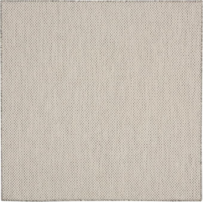 Nourison Home Courtyard Ivory Silver 5' x Square Area Rug - Easy Clean, Non Shedding, Bed Room, Living Room, Dining Room, Kitchen (5' x Square)