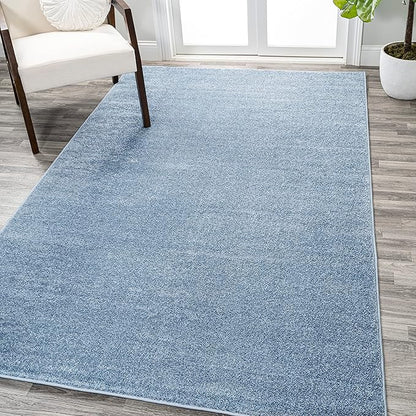 Eyely UES100F-4 Supersoft Haze Solid Low-Pile Indoor Area Rug Casual;Contemporary;Solid;Traditional, Bedroom, Kitchen, Living Room, Easy-Cleaning, Non-Shedding, 4 X 6, Classic Blue