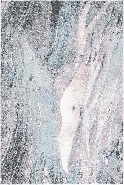 SAFAVIEH Glacier Collection 4' x 6' Pink / Blue GLA126U Modern Abstract Non-Shedding Living Room Bedroom Accent Rug