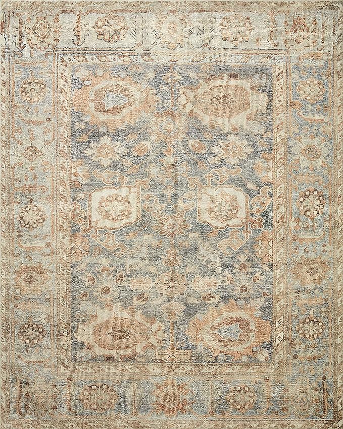 Loloi Margot Collection MAT-03 Ocean/Spice 8'-6" x 11'-6" Area Rug feat. CloudPile, No-Shed Easy Clean Large Patterned Area Rug for Living Room, Bedroom, Dining Area