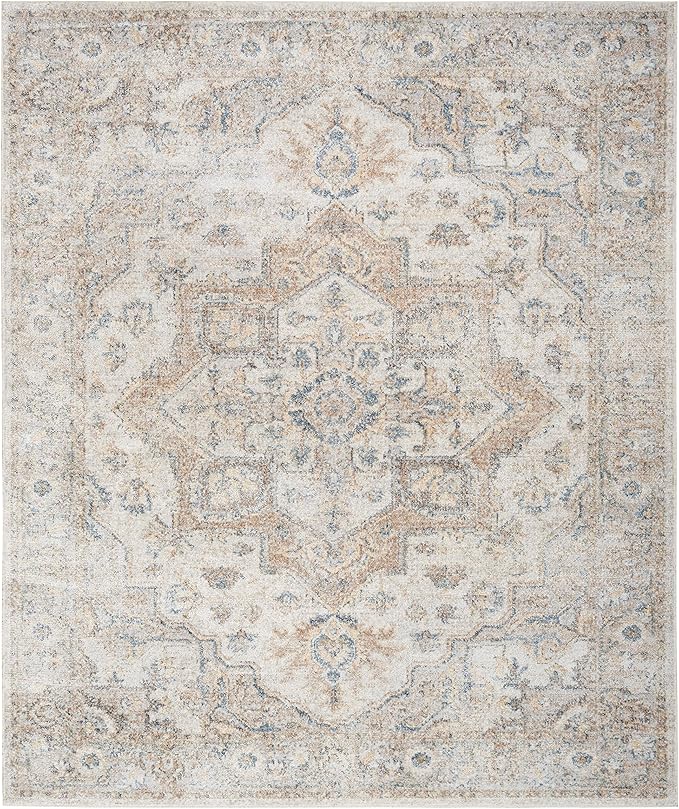 Nourison Home Astra Machine Washable Traditional Silver Grey 9' x 12' Area Rug, Easy Cleaning, Non Shedding, Bed Room, Living Room, Dining Room, Kitchen (9x12)