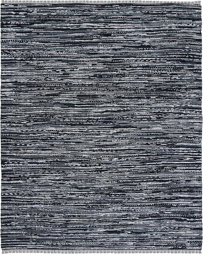 SAFAVIEH Rag Rug, Collection Area Rug - 10' x 14', Black, Handmade Boho Stripe Cotton, Ideal for High Traffic Areas in Living Room, Bedroom (RAR121Z)