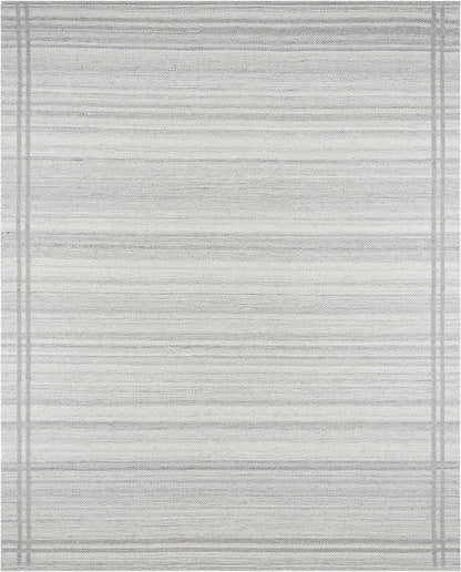Mark&Day Wool Rugs, 8x10 Janmichael Solid and Border Gray Area Rug, Grey Ivory Carpet for Living Room, Bedroom or Kitchen (8' x 10')