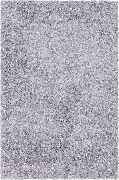 Unique Loom Davos Shag Collection Area Rug - Solid (6' 1" x 9' Rectangle, Sterling)