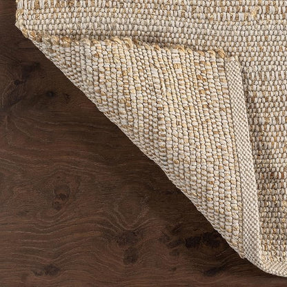 nuLOOM 2'6" x 10' Elfriede Jute & Cotton Hand Woven Area Rug, Natural, Solid Rustic Farmhouse Style, Weaved Design, Natural Fiber, For Bedroom, Living Room, Dining Room, Hallway, Office, Entryway