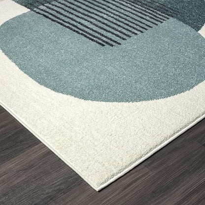 Abani Deco Collection Area Rug -Cream/Green Minimalist Design -4' x 6' - Easy to Clean - Durable for Kids and Pets - Non-Shedding - Medium Pile - Soft Feel - for Living Room, Bedroom & Office