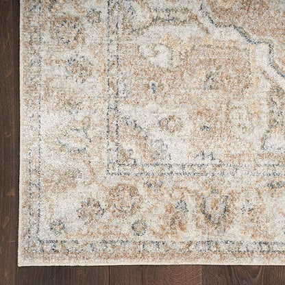 Nourison Home Astra Machine Washable Beige 4' x 6' Area Rug - Easy Clean, Non Shedding, Bed Room, Living Room, Dining Room, Kitchen (4' x 6')