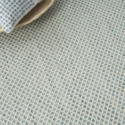 Nourison Home Courtyard Ivory Aqua 5' x 7' Area Rug - Easy Clean, Non Shedding, Bed Room, Living Room, Dining Room, Kitchen (5' x 7')