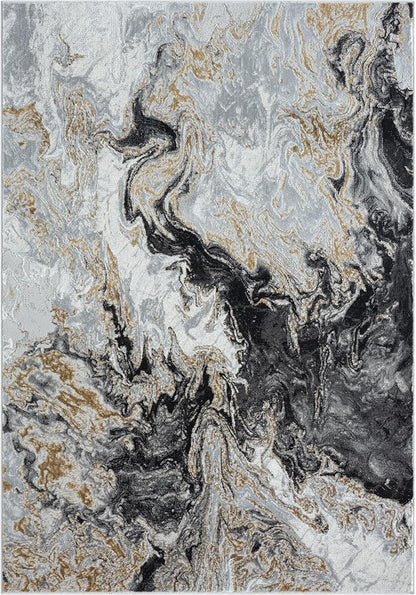 LUXE WEAVERS Marble Swirl Abstract Area Rug, Smoke 4x5