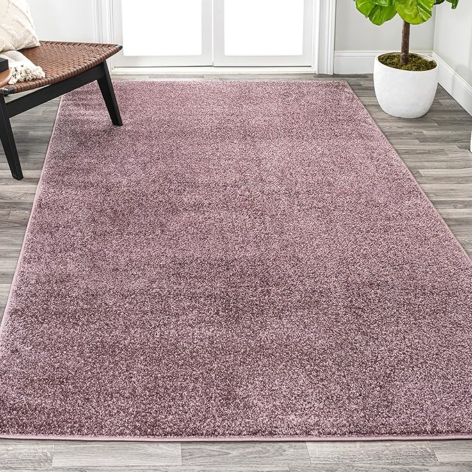 Eyely UES100R-3 Supersoft Haze Solid Low-Pile Indoor Area Rug Casual;Contemporary;Solid;Traditional, Bedroom, Kitchen, Living Room, Easy-Cleaning, Non-Shedding, 3 X 5, Light Purple