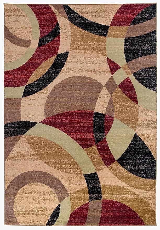 Rugshop Contemporary Abstract Circles Perfect for high Traffic Areas of Your Living Room,Bedroom,Home Office,Kitchen Area Rug 5'3" x 7'3" Multi