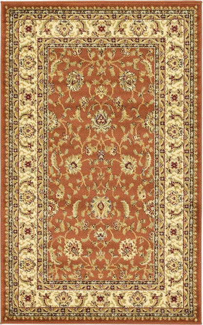 Unique Loom Voyage Collection Traditional Oriental Classic Intricate Design Area Rug (3' 3 x 5' 3 Rectangular, Terracotta/Ivory)