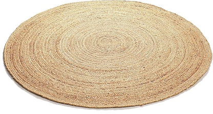 Savi Home Jute Area Rug Handwoven - 4 feet Round- Natural - Rustic Vintage Beige Braided Reversible Rug- Eco Friendly Rugs for Farmhouse, Bedroom, Kitchen, Living Room.